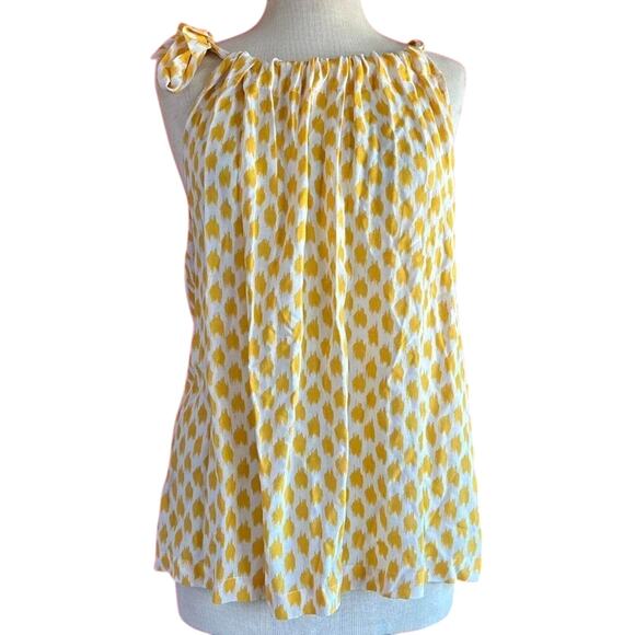Womens Top Size Large Yellow White Tank Flow Breezy Summer Vacation Resort Ready - Picture 1 of 8